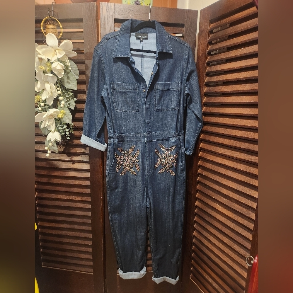 Cynthia Rowley Navy Jumpsuit with Embellishments